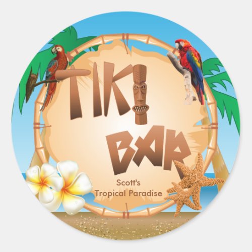 Tiki Bar Design Classic Round Sticker