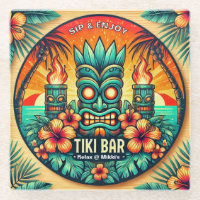 Tiki Bar Glass Coaster