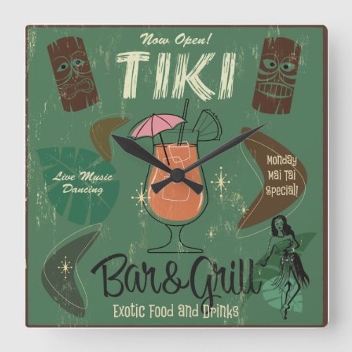 Tiki BarGrill Wall Clock