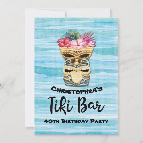 Tiki Bar Luau Hawaiian Birthday Invitation