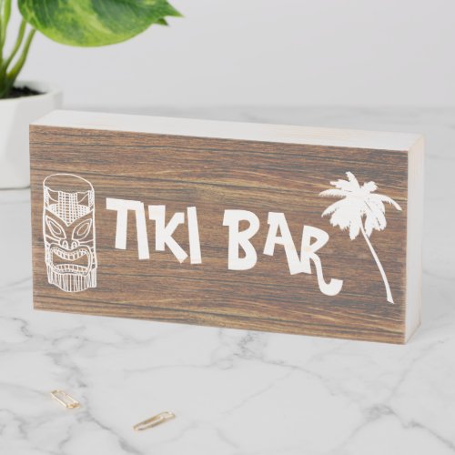 Tiki Bar Palm Tree Pool Tropical Wooden Box Sign