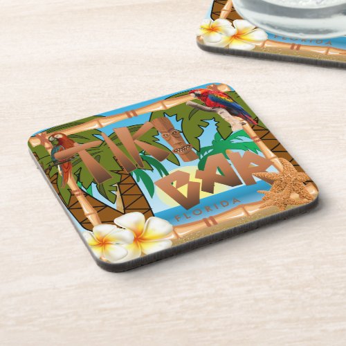 Tiki Bar Party Design Coaster