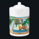 Tiki Bar Party Design Teapot<br><div class="desc">🥇AN ORIGINAL COPYRIGHT ART DESIGN by Donna Siegrist ONLY AVAILABLE ON ZAZZLE! Teapot. Featuring a beautiful Tiki Bar Party Design. A charming accent to add to your home or give for a housewarming gift. 📌If you need further customization, please click the "Click to Customize further" or "Customize or Edit Design"...</div>