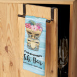 Tiki Bar Party Monogrammed Kitchen Towel<br><div class="desc">Funny every hour is a happy hour at your own home Tiki Bar. Monogram with bartenders name to create a fun bar themed decorating sign. Features a fine looking Tiki with their tongue sticking out. Tropical flowers to remind you of beach island paradise.</div>