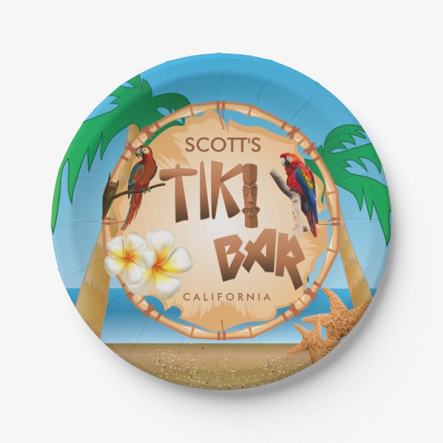 Tiki Bar - Personalized Paper Plates (Front)