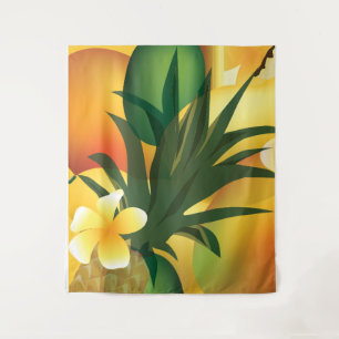 Tiki Bar Pineapple Hawaiian Tropiclal Lg Tapestry