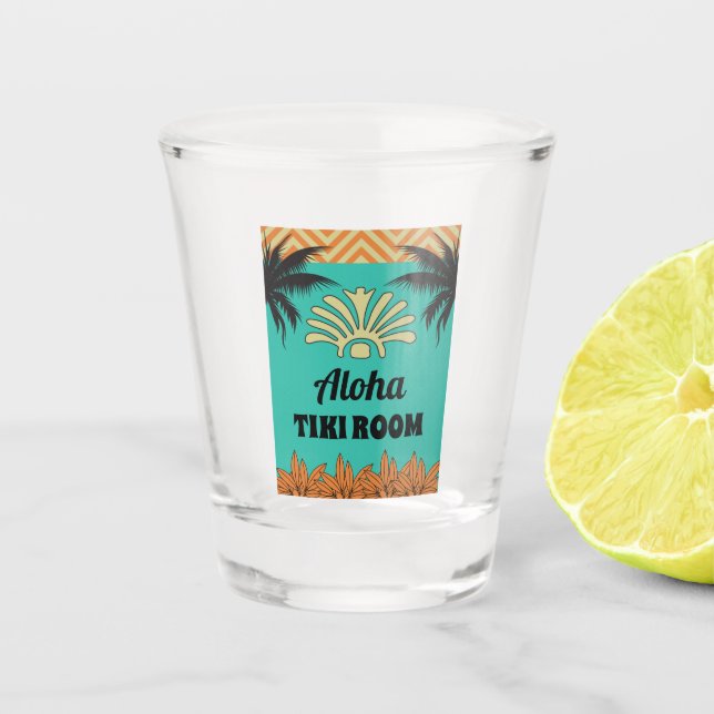 Tiki Bar Retro Colors with Name Shot Glass (Front)