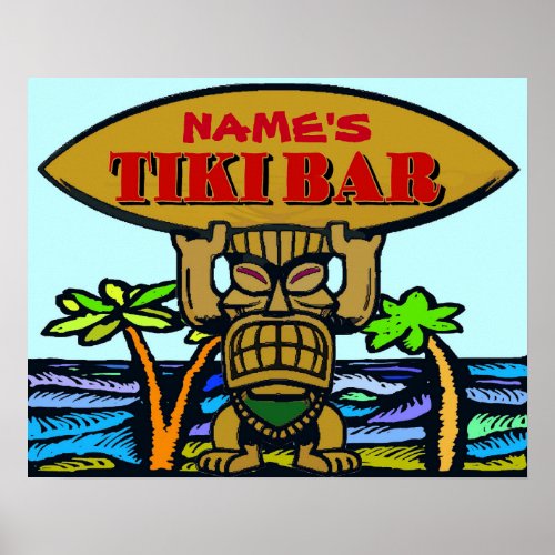 Tiki Bar Sign add name Poster
