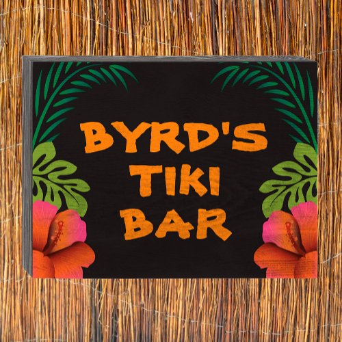 Tiki Bar Sign Black Tropical