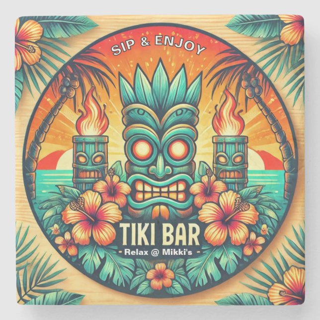 Tiki Bar Stone Coaster (Front)