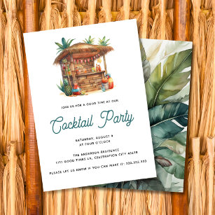 Tiki Bar Tropical Cocktail Party Backyard Summer Invitation