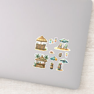 Tiki Bar Tropical Island Cocktails Sticker