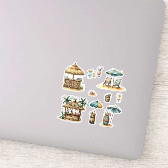 Tiki Bar Tropical Island Cocktails Sticker (Detail)