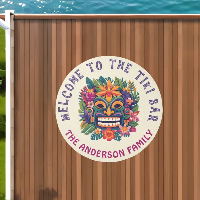 Tiki Bar Tropical Welcome Backyard Bar Family Outdoor Rug (Insitu (Outdoor 1))