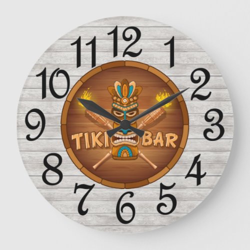 Tiki Bar White Large Clock
