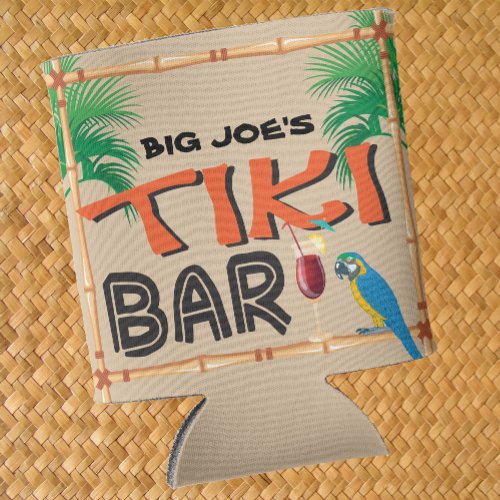 Tiki Bar with name parrot palm trees Cooler