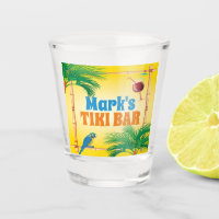 Tiki Bar with Parrots and Drinks and Custom Name