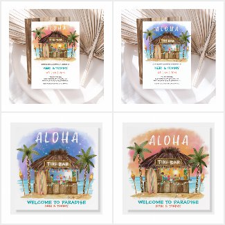 Tiki Beach Bar Tropical Couples Shower Collection