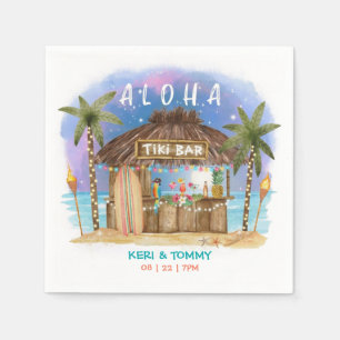 Tiki Beach Bar Tropical Moon Sea & Surf Napkins