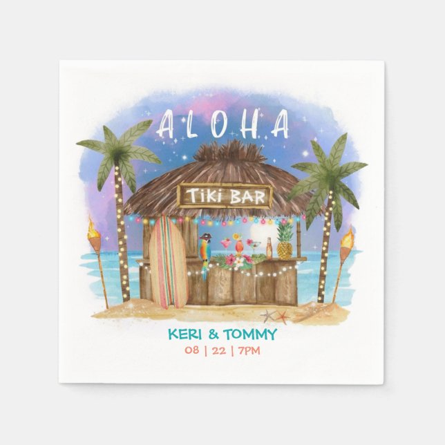Tiki Beach Bar | Tropical Moon Sea & Surf Napkins (Front)