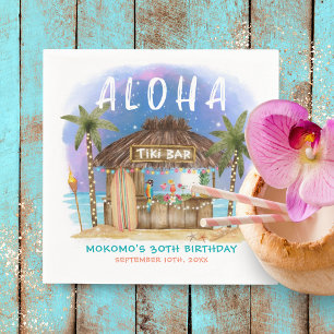 Tiki Beach Bar Tropical Moon Stars Birthday Napkins