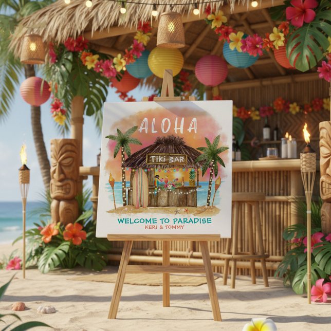Tiki Beach Bar Tropical Paradise Welcome Foam Board (Creator Uploaded)