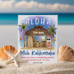 Tiki Beach Bar Tropical Santa Christmas Party Invitation<br><div class="desc">Tropical Christmas party invitation features Santa enjoying a vacation at a Tiki bar on the beach under the moon and stars with palm trees, holiday string lights and Hawaiian "Aloha" and "Mele Kalikimaka" greetings. Tropical cocktails, a pineapple, hibiscus and palm leaves, a surfboard and a parrot in a pirate hat...</div>