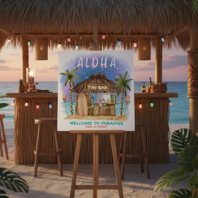 Tiki Beach Bar Tropical Sea & Surf Welcome Foam Board (Creator Uploaded)