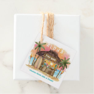 Tiki Beach Bar Tropical Sunset Surf & Sea Favor Tags