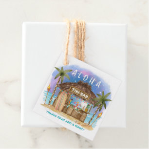 Tiki Beach Bar Tropical Surf & Sea Thank You Favor Tags