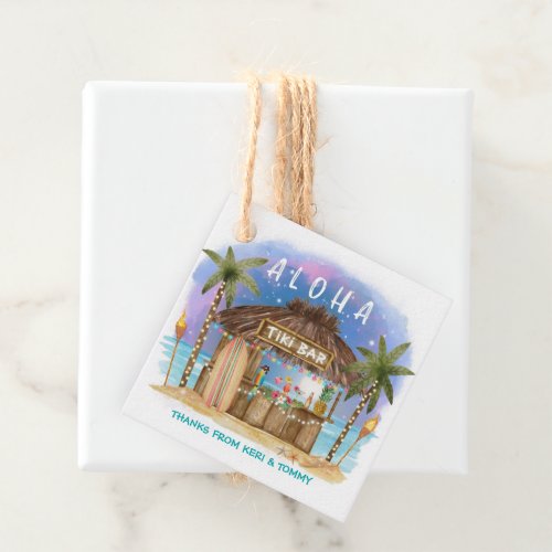 Tiki Beach Bar Tropical Surf  Sea Thank You Favor Tags