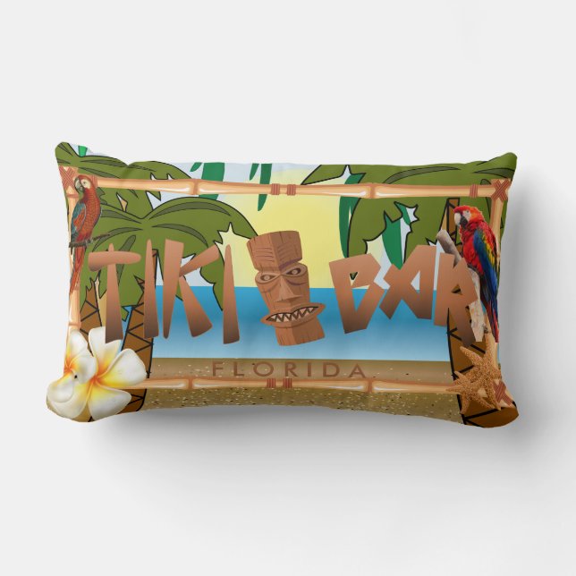 Tiki Beach Design Lumbar Pillow (Front)
