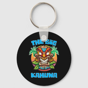Tiki Big Kahuna Funny Hawaiian Fathers Day Vacatio Keychain