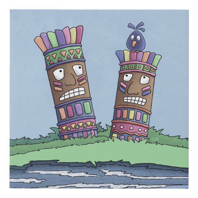 Tiki Bird Plum     Faux Canvas Print (Front)