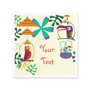 Tiki Birds Birthday Party Vintage Luau Custom Paper Napkins