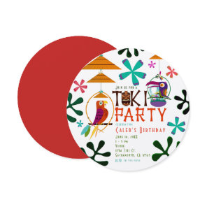 Tiki Birds Birthday Party Vintage Luau Invitations