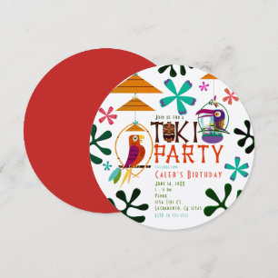 Tiki Birds Birthday Party Vintage Luau Invitations