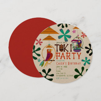 Tiki Birds Birthday Party Vintage Luau Invitations