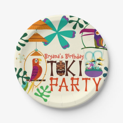 Tiki Birds Birthday Party Vintage Luau Plates