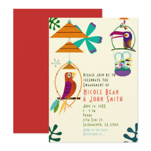 Tiki Birds Retro Vintage Luau Party Invitations