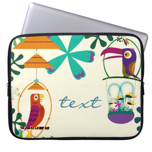 Tiki Birds Vintage Retro Art Personalized Custom Laptop Sleeve