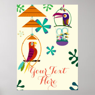 Tiki Birds Vintage Retro Personalized Banner Poster