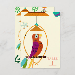 Tiki Birds Vintage Retro Tropical Art Table Number