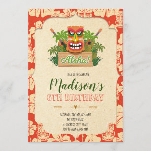 Tiki birthday party invitation