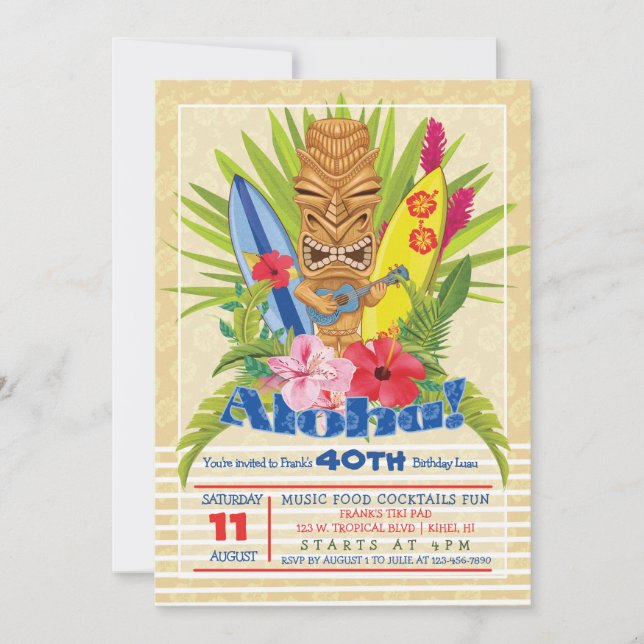 Tiki Birthday Party Invitation (Front)
