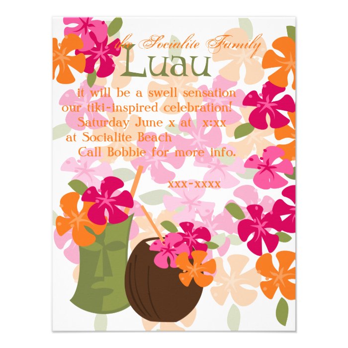 Tiki Blossoms Personalized Invite