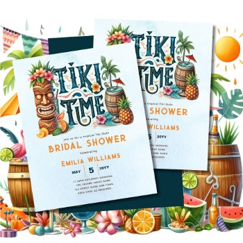 Tiki Bridal Shower Tropical Luau Hawaiian Party by invitationz at Zazzle