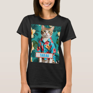 Tiki Cat Hawaiian – Custom Name Cat Lover  T-Shirt