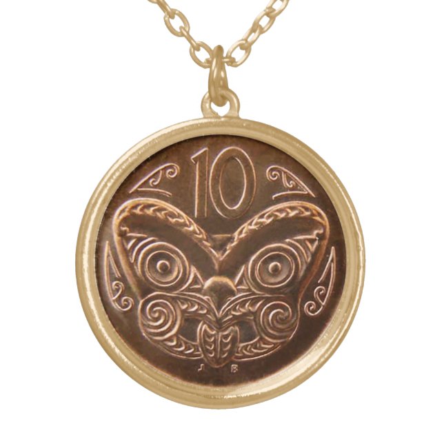Tiki Coin Gold Plated Necklace (Front)