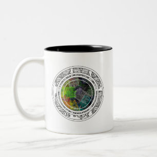 Tiki Colorful Circle Pattern Two-Tone Coffee Mug